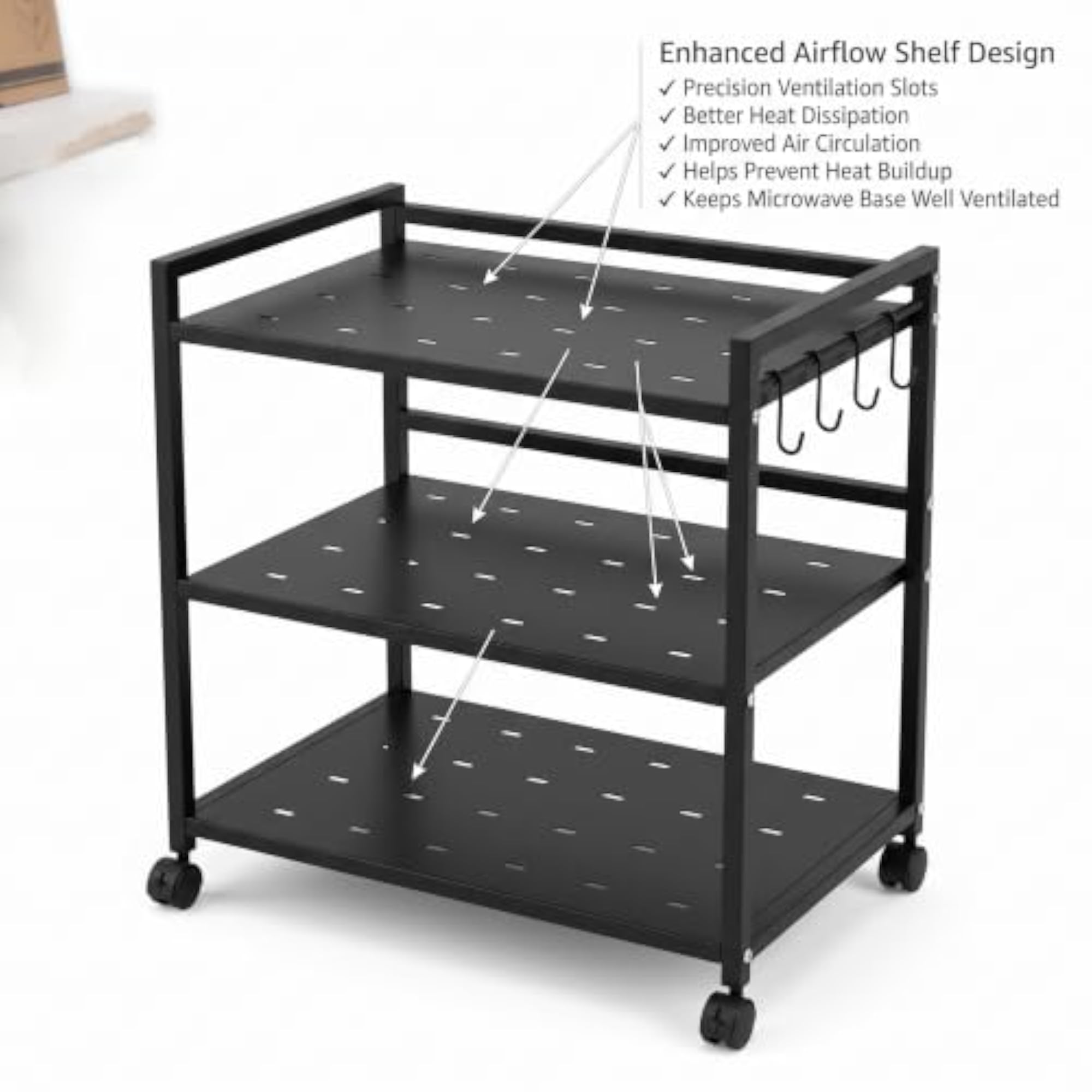 Tier Kitchen Storage Rack with Lockable Wheels, Versatile Organizer